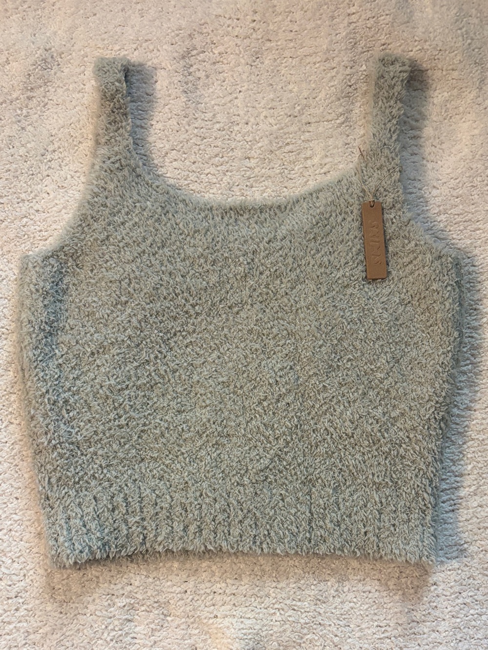 Skims Cozy Knit  Tank Crop Top in Dusty Blue